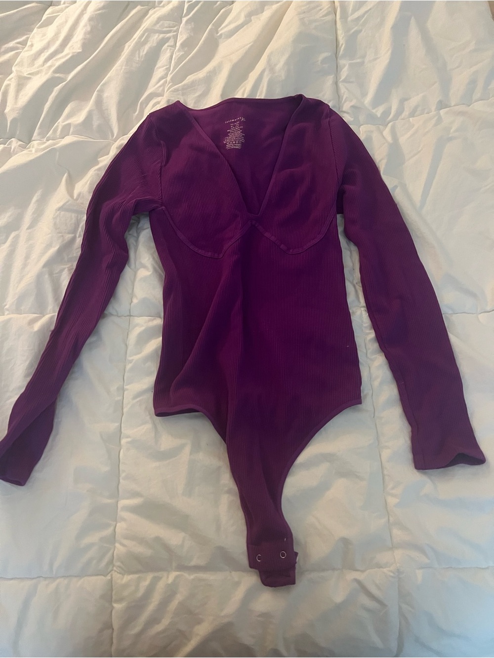Free People Long-Sleeve Ribbed Bodysuit - Purple